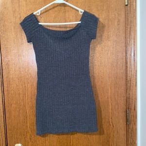 Express Short Sleeve Ribbed Grey Dress- Small